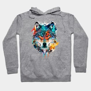 Colorful wolf face art Hoodie